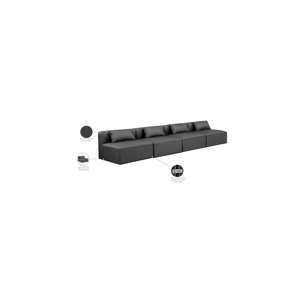 Cube Charcoal Grey Vegan Leather Modular Sofa. Picture 8
