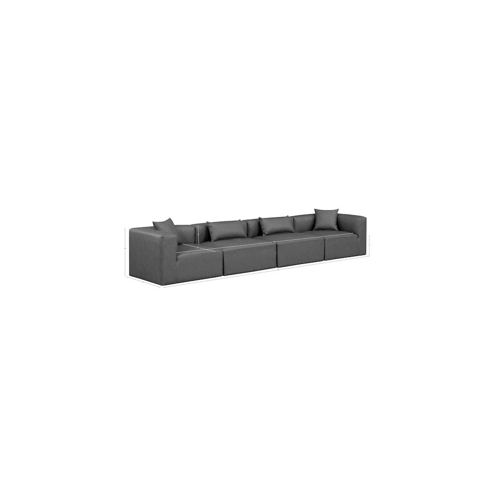 Cube Charcoal Grey Vegan Leather Modular Sofa. Picture 7