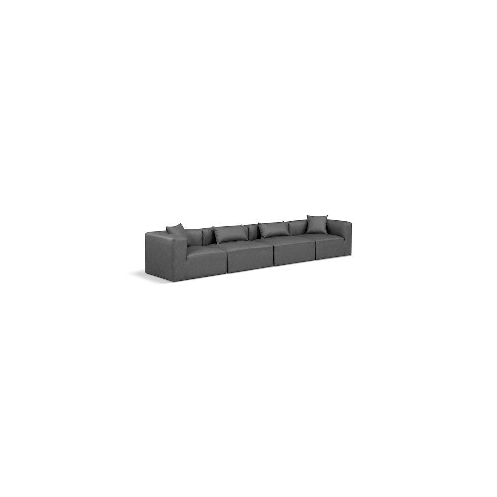Cube Charcoal Grey Vegan Leather Modular Sofa. Picture 1