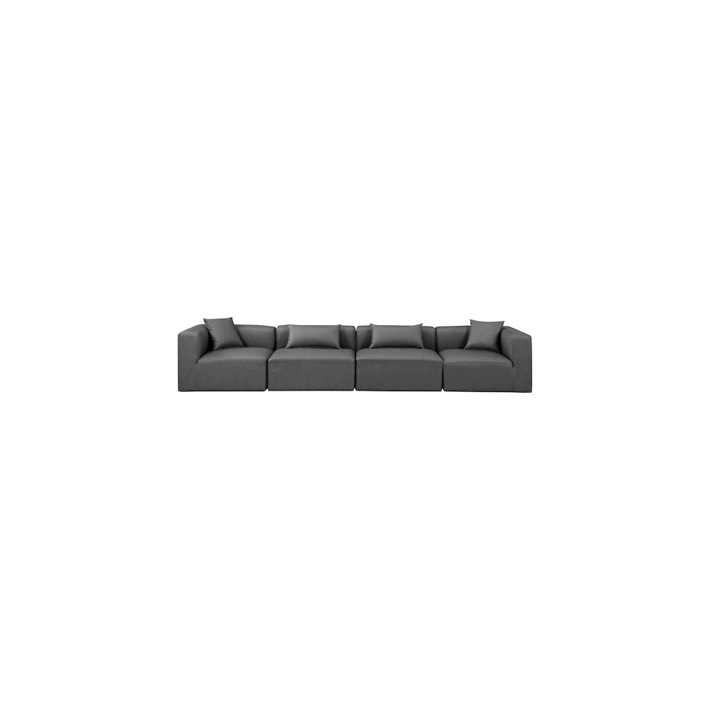 Cube Charcoal Grey Vegan Leather Modular Sofa. Picture 3
