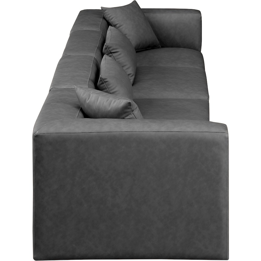 Cube Charcoal Grey Vegan Leather Modular Sofa. Picture 4