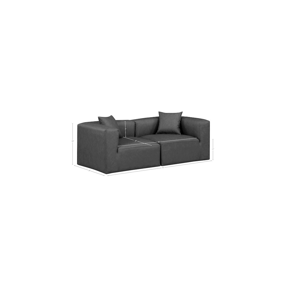 Cube Charcoal Grey Vegan Leather Modular Sofa. Picture 7
