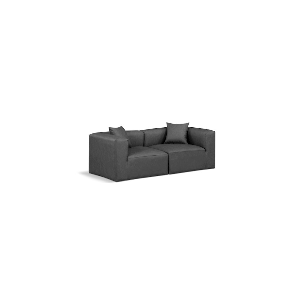 Cube Charcoal Grey Vegan Leather Modular Sofa. Picture 1