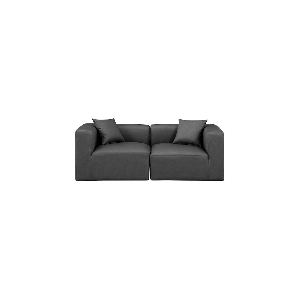 Cube Charcoal Grey Vegan Leather Modular Sofa. Picture 3