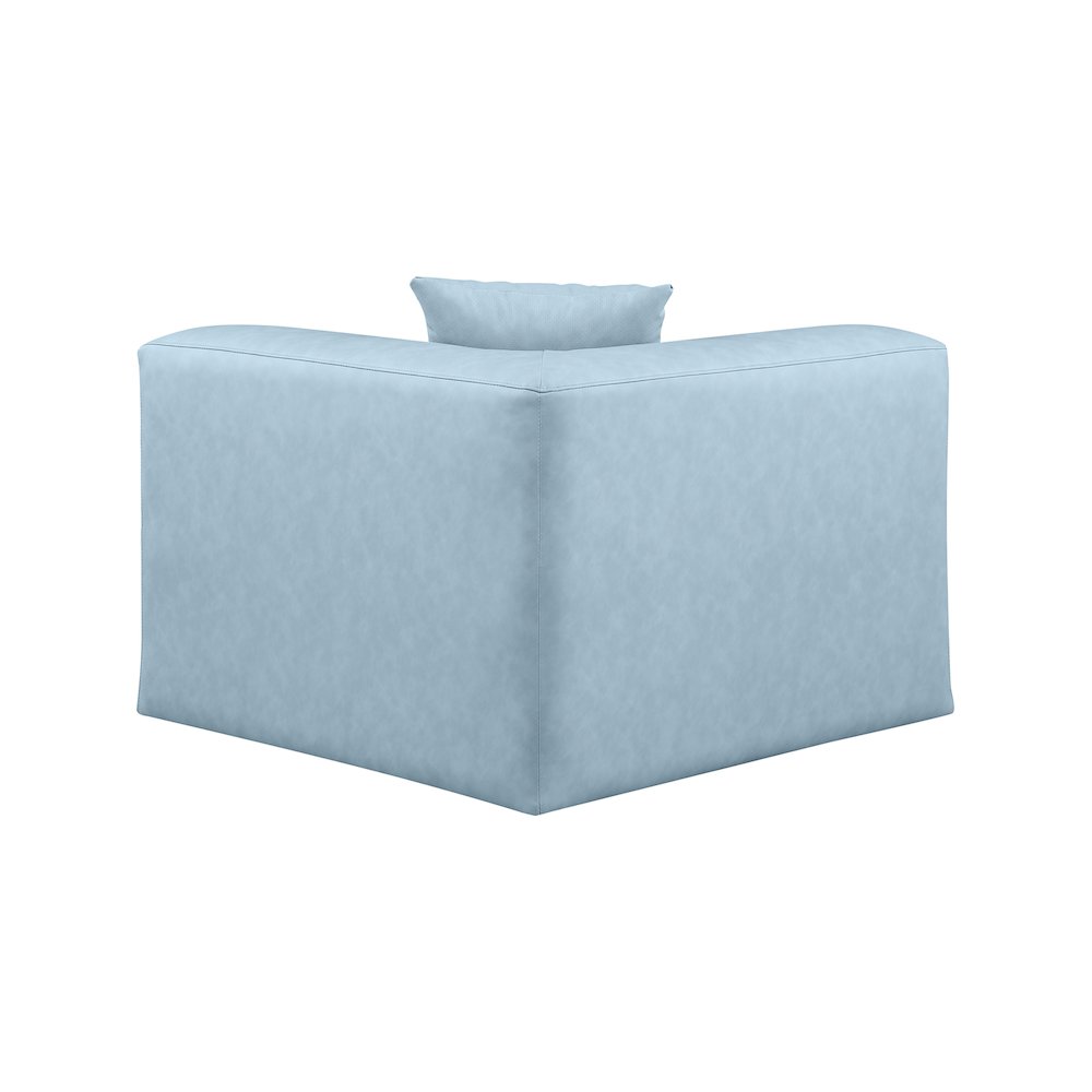 Cube Light Blue Vegan Leather Corner Chair. Picture 2