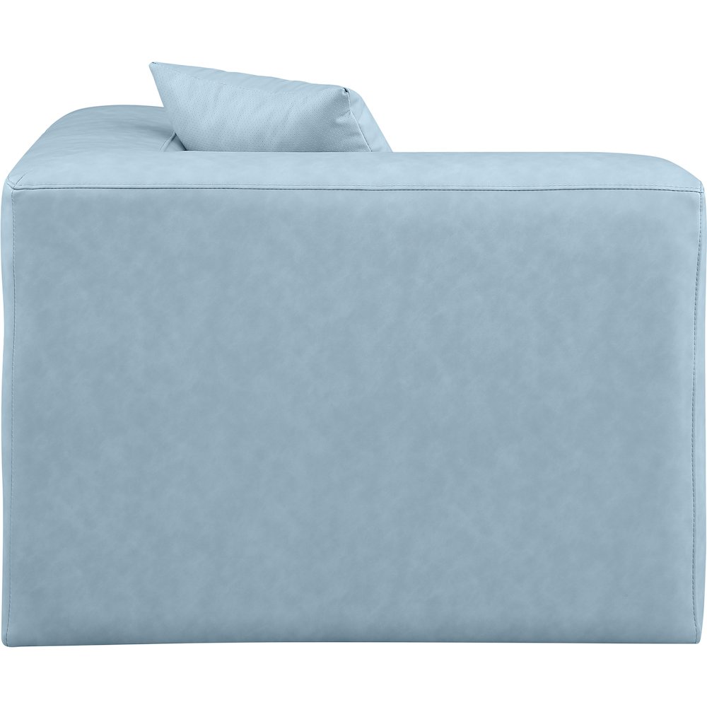 Cube Light Blue Vegan Leather Corner Chair. Picture 4