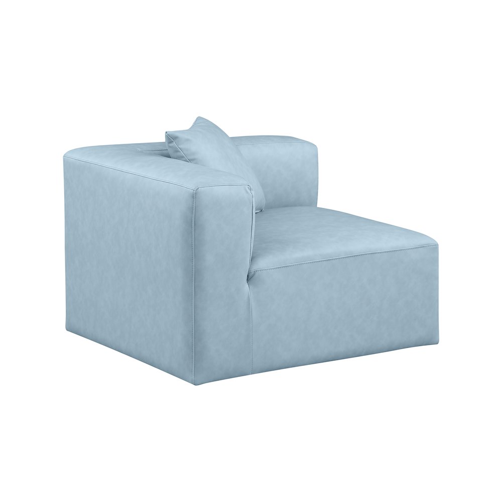 Cube Light Blue Vegan Leather Corner Chair. Picture 5