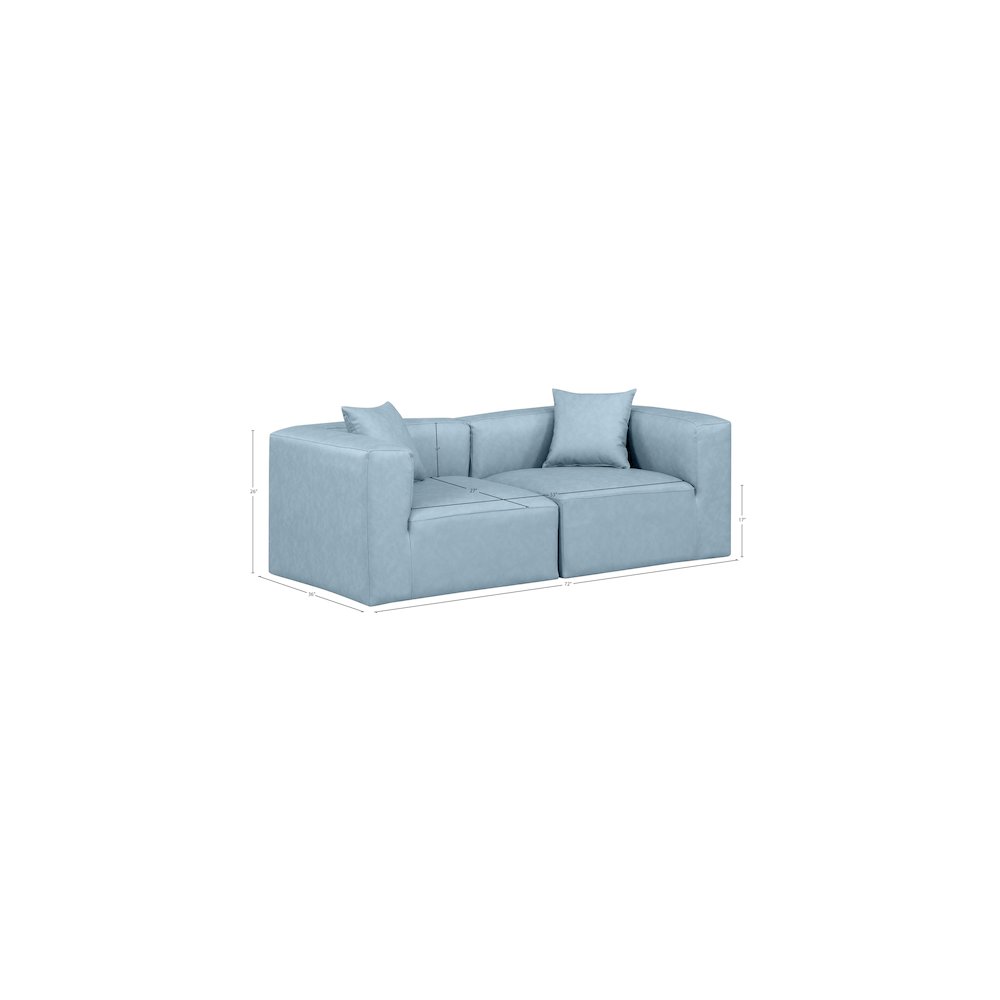 Cube Light Blue Vegan Leather Modular Sofa. Picture 8
