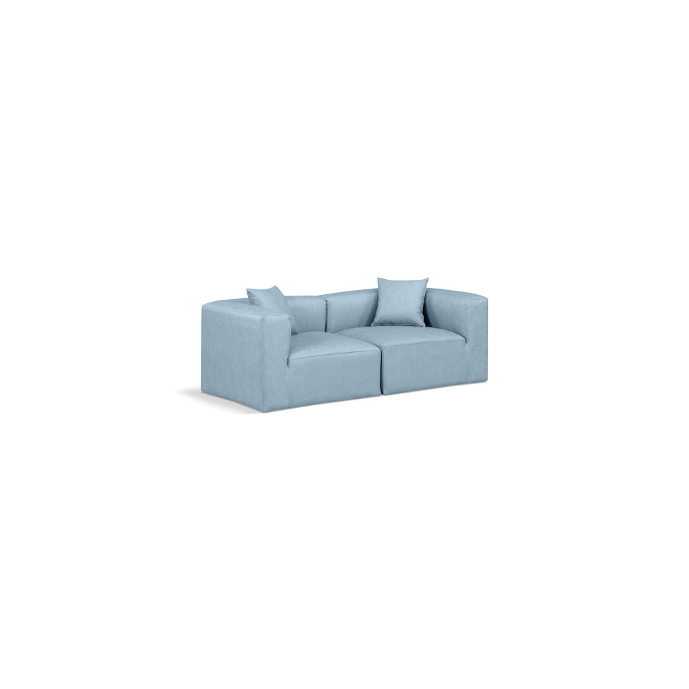 Cube Light Blue Vegan Leather Modular Sofa. Picture 1