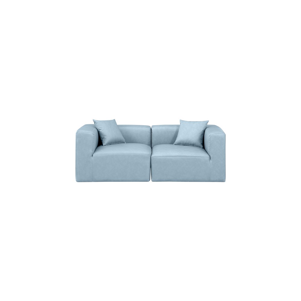 Cube Light Blue Vegan Leather Modular Sofa. Picture 3