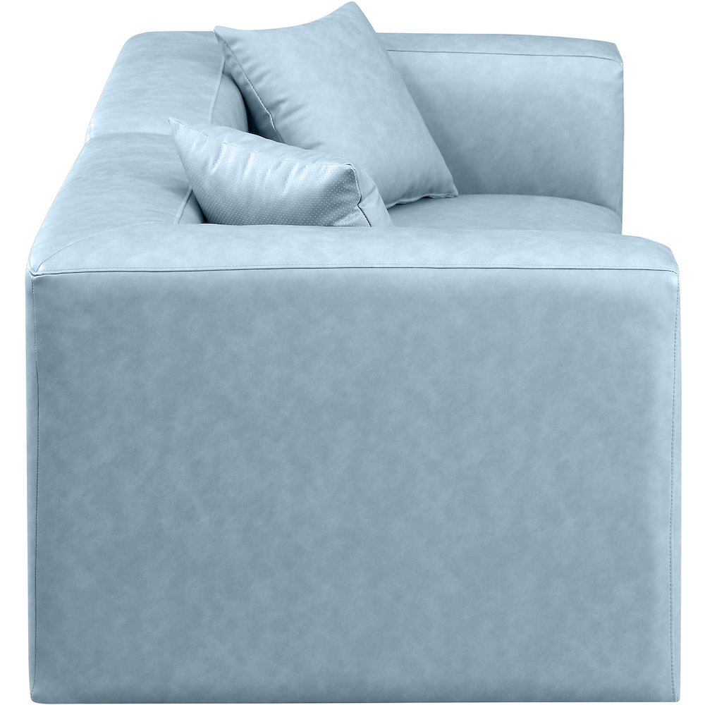 Cube Light Blue Vegan Leather Modular Sofa. Picture 4