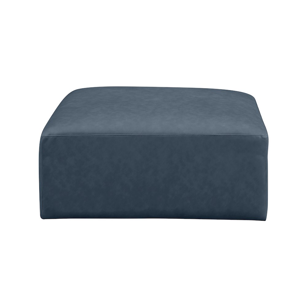 Cube Navy Blue Vegan Leather Ottoman. Picture 2
