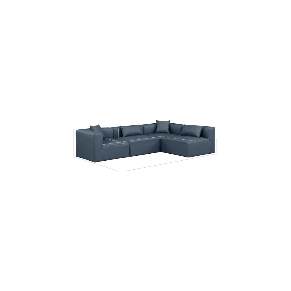 Cube Navy Blue Vegan Leather Modular Sectional. Picture 9