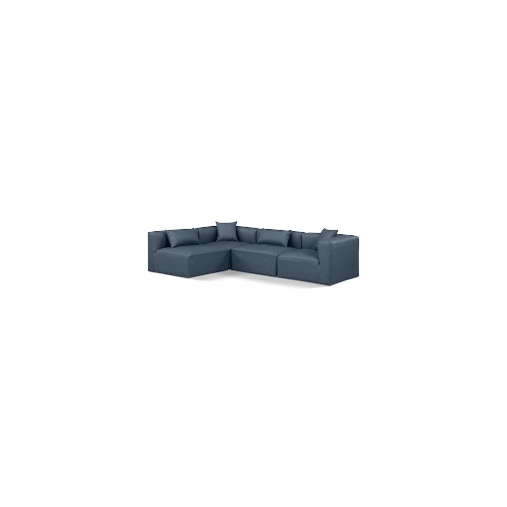 Cube Navy Blue Vegan Leather Modular Sectional. Picture 1