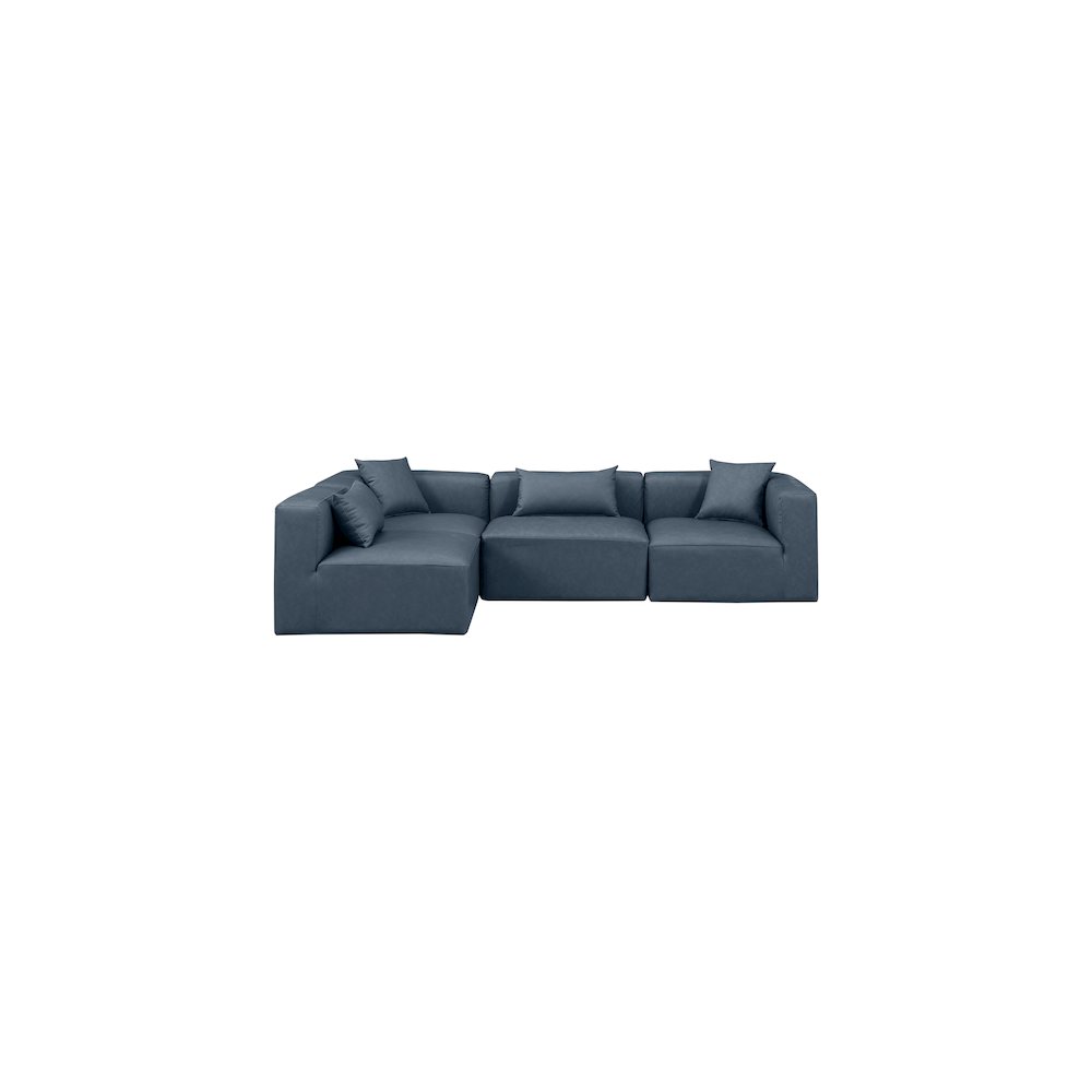 Cube Navy Blue Vegan Leather Modular Sectional. Picture 3