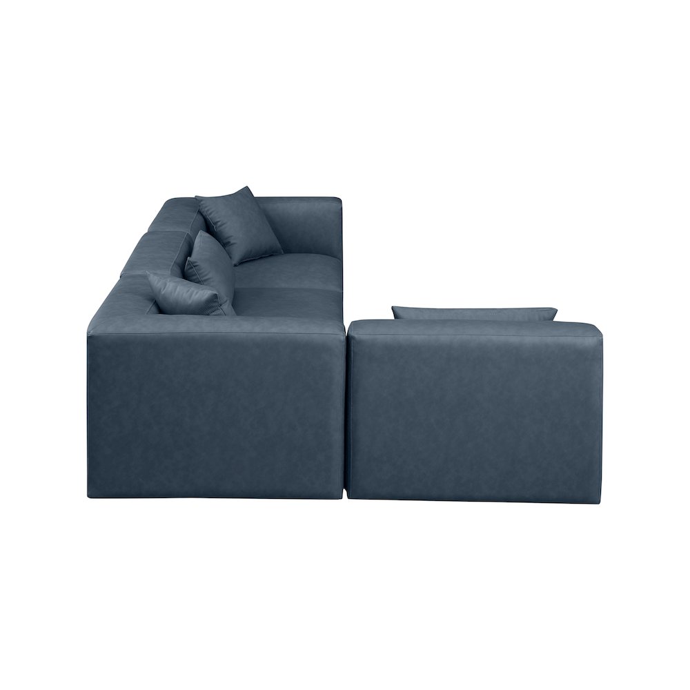 Cube Navy Blue Vegan Leather Modular Sectional. Picture 4