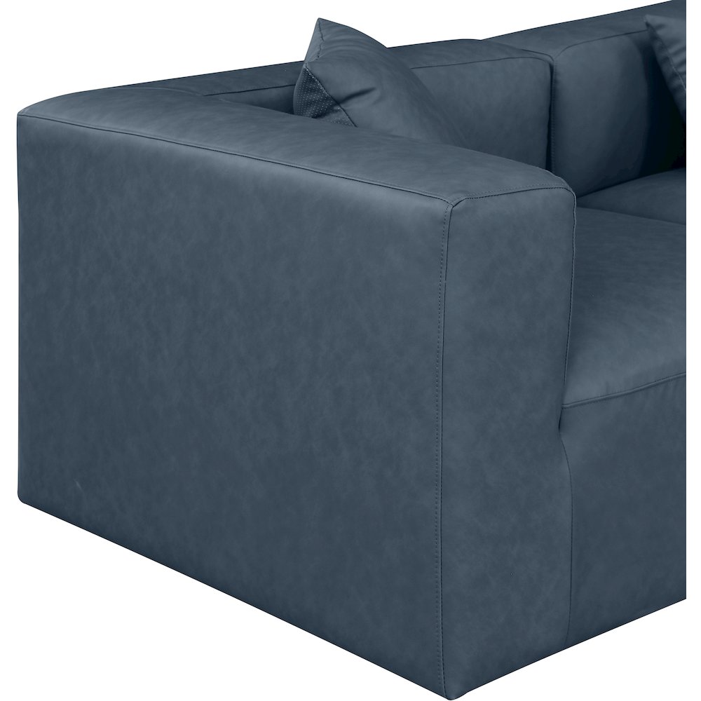Cube Navy Blue Vegan Leather Modular Sectional. Picture 5