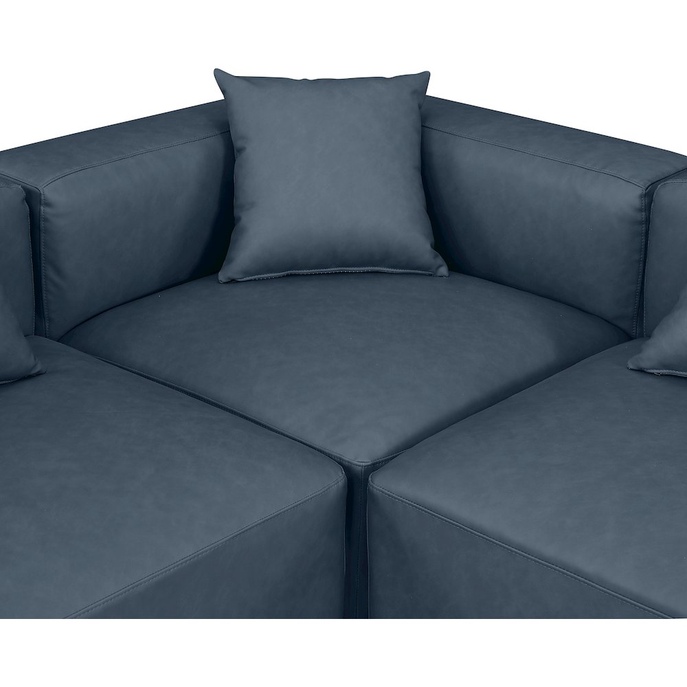 Cube Navy Blue Vegan Leather Modular Sectional. Picture 6