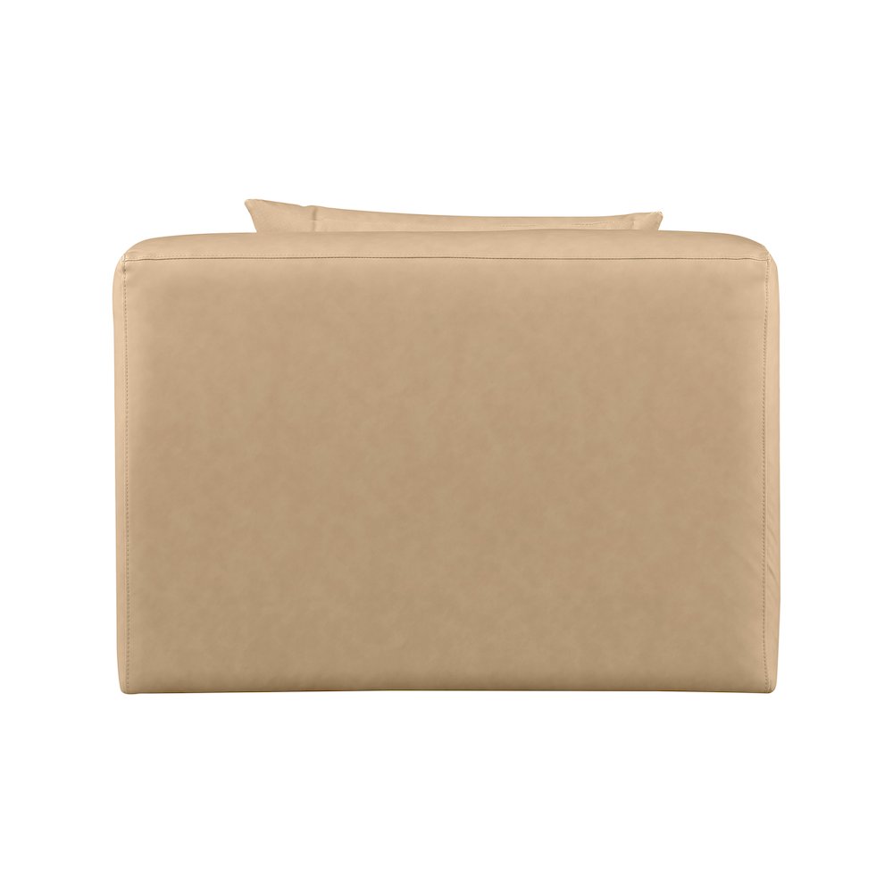 Cube Tan Vegan Leather Armless Chair. Picture 2
