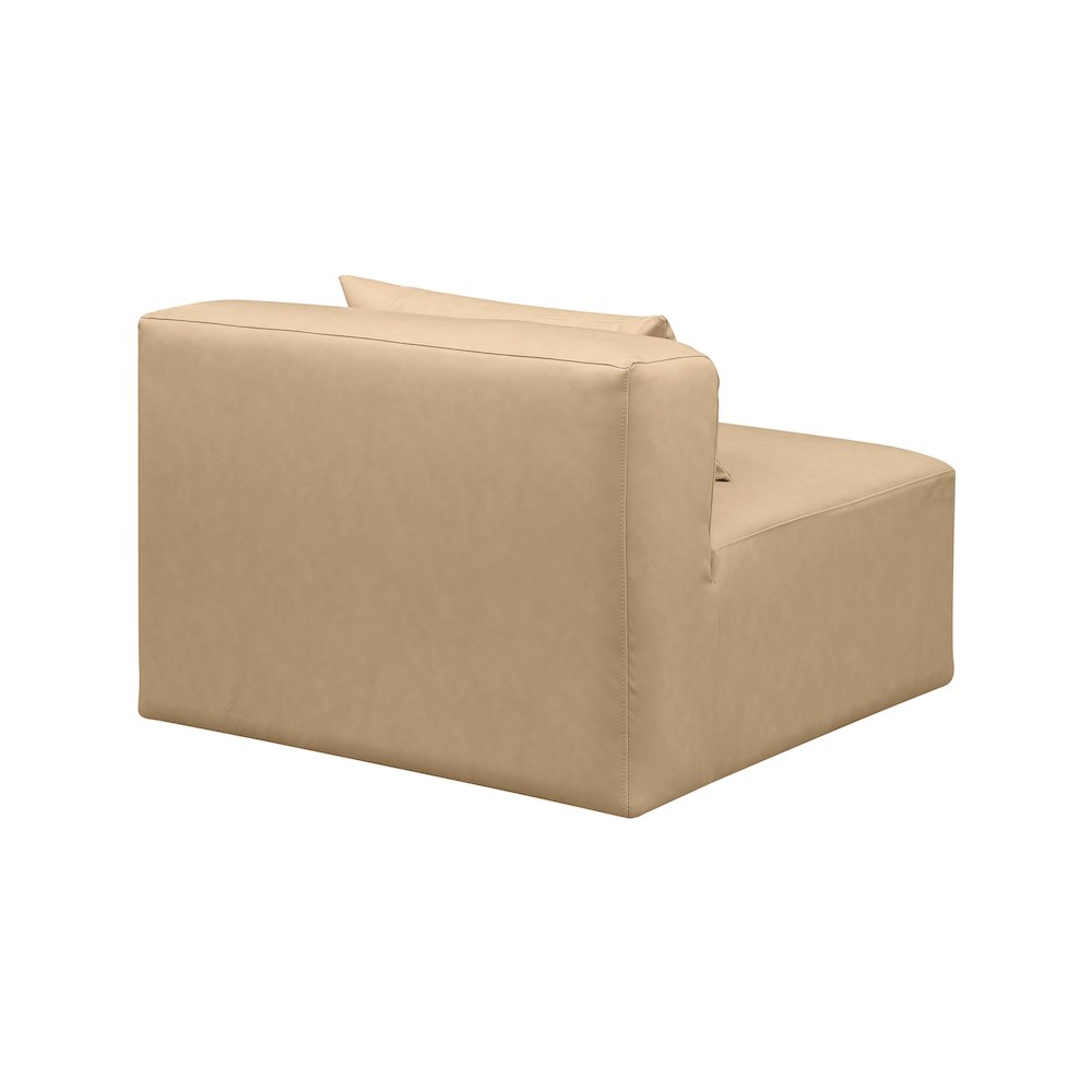 Cube Tan Vegan Leather Armless Chair. Picture 4