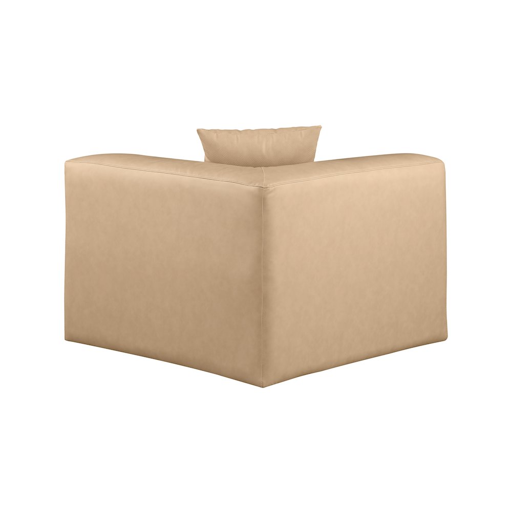 Cube Tan Vegan Leather Corner Chair. Picture 2