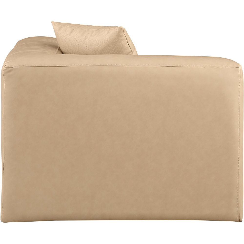 Cube Tan Vegan Leather Corner Chair. Picture 4