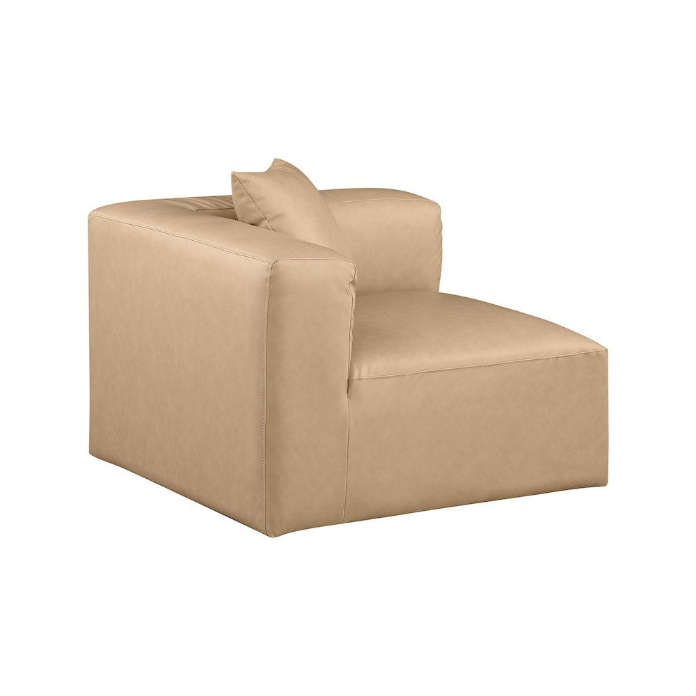Cube Tan Vegan Leather Corner Chair. Picture 5