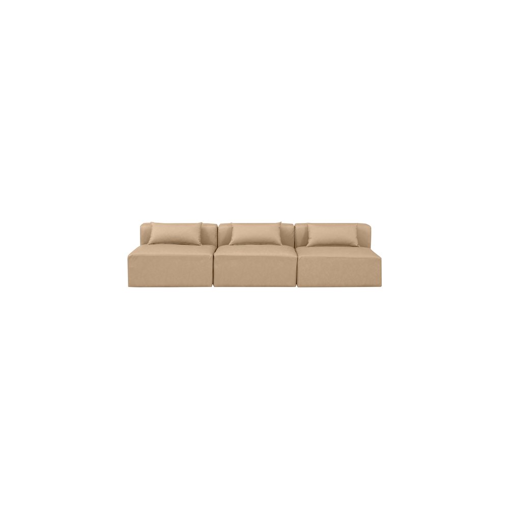 Cube Tan Vegan Leather Modular Sofa. Picture 3
