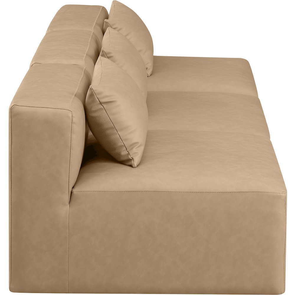 Cube Tan Vegan Leather Modular Sofa. Picture 4