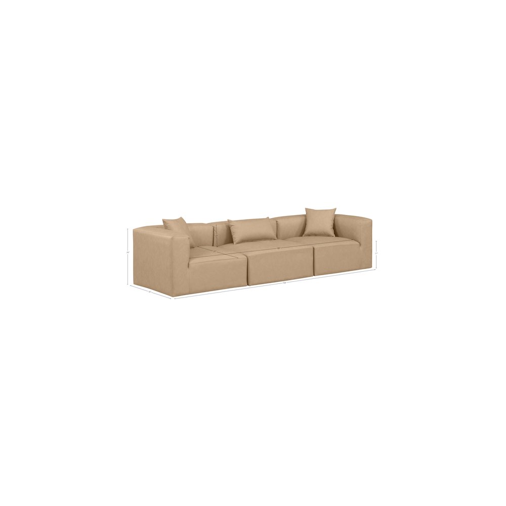 Cube Tan Vegan Leather Modular Sofa. Picture 8