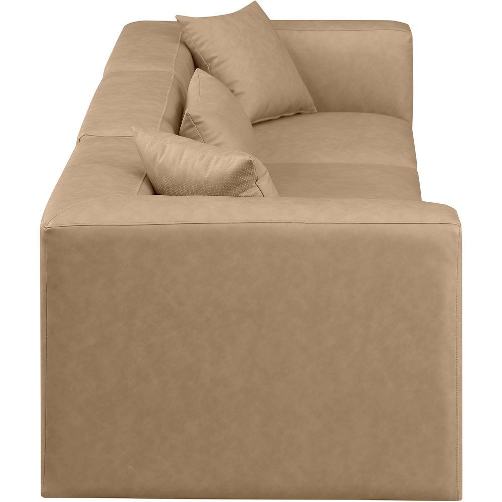 Cube Tan Vegan Leather Modular Sofa. Picture 4