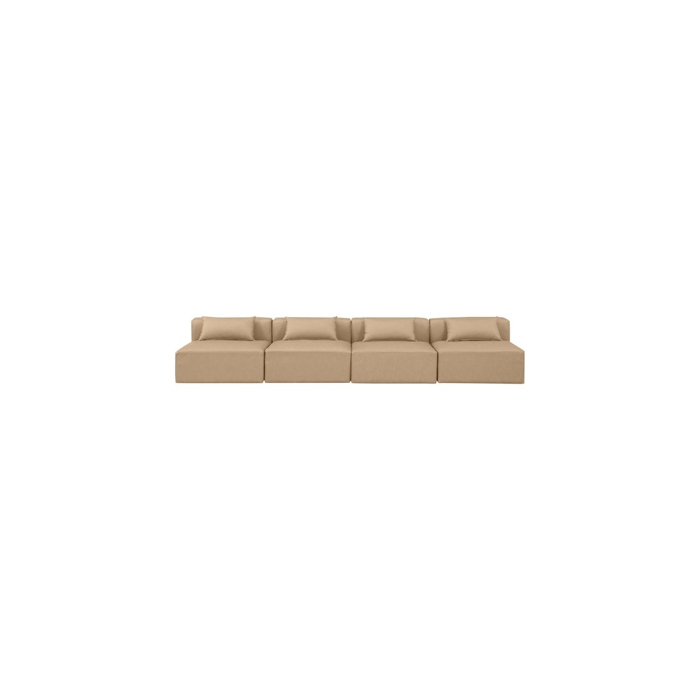 Cube Tan Vegan Leather Modular Sofa. Picture 3