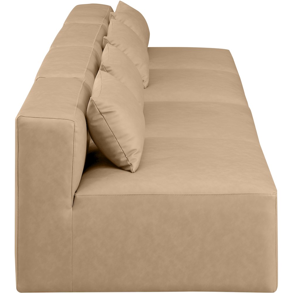 Cube Tan Vegan Leather Modular Sofa. Picture 4