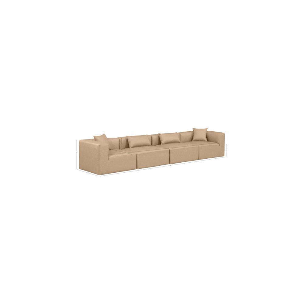 Cube Tan Vegan Leather Modular Sofa. Picture 8