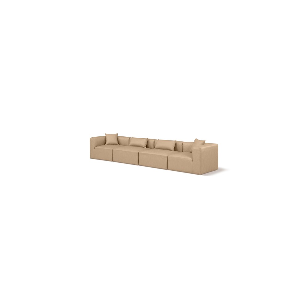 Cube Tan Vegan Leather Modular Sofa. Picture 1