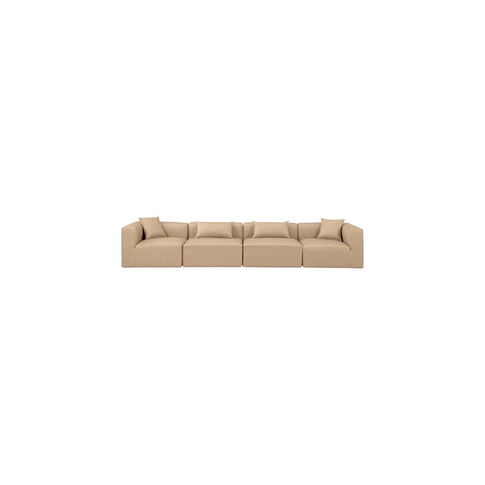 Cube Tan Vegan Leather Modular Sofa. Picture 3