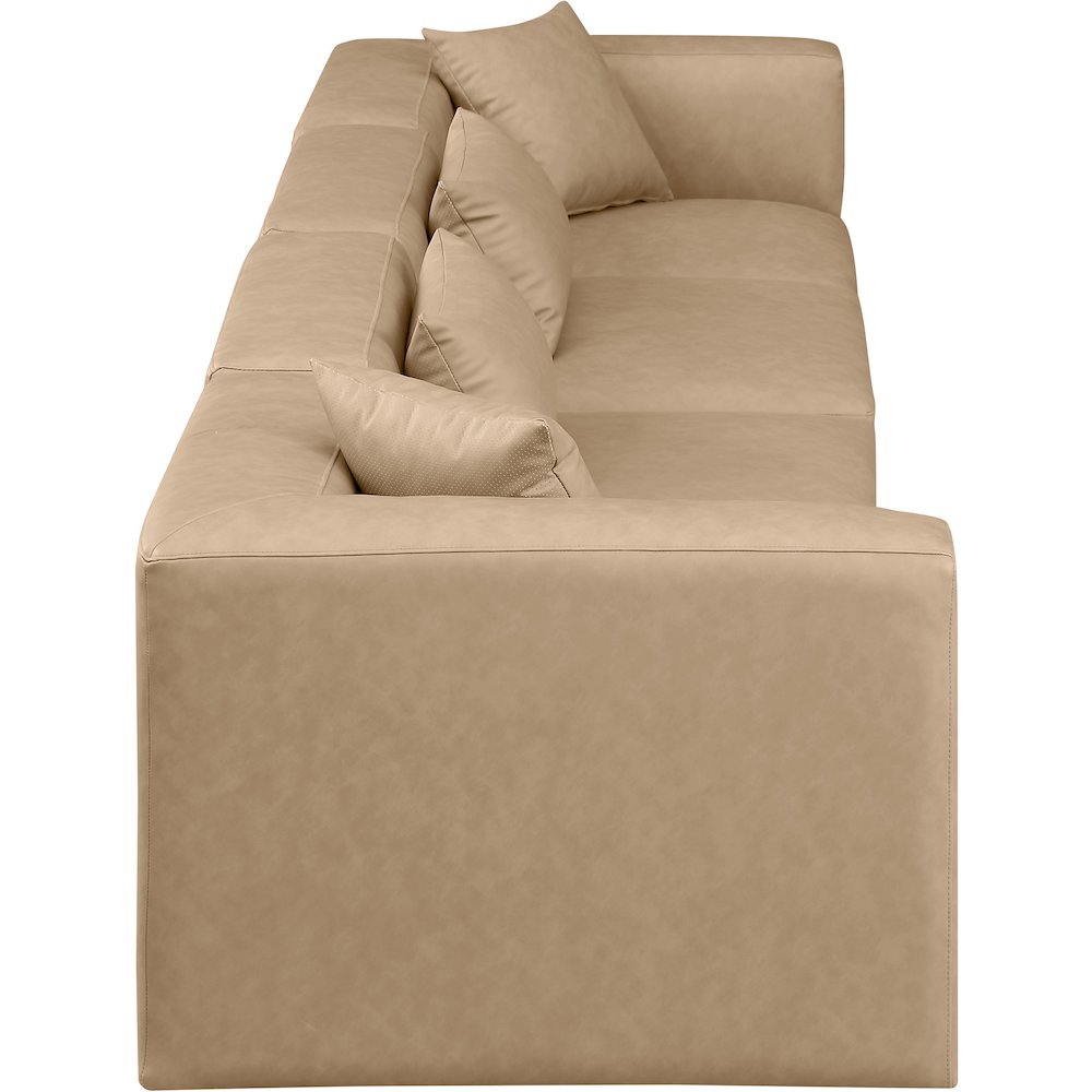 Cube Tan Vegan Leather Modular Sofa. Picture 4