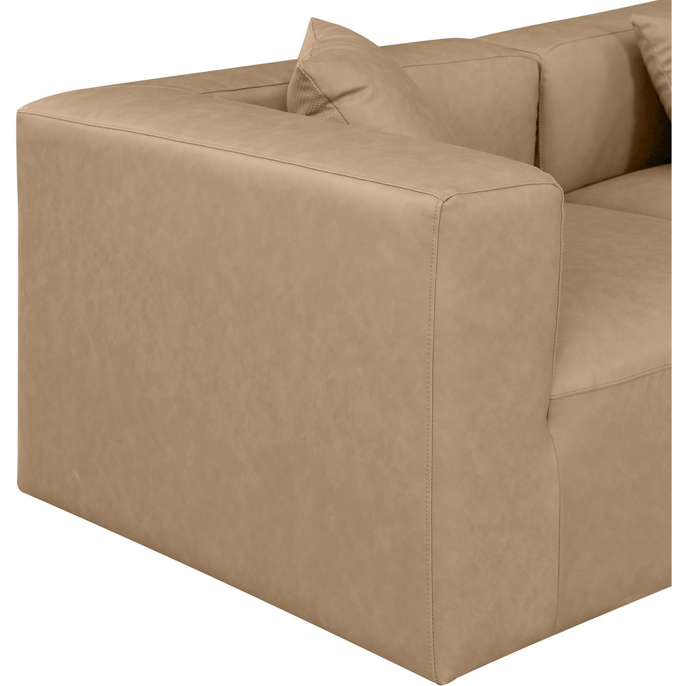 Cube Tan Vegan Leather Modular Sofa. Picture 5