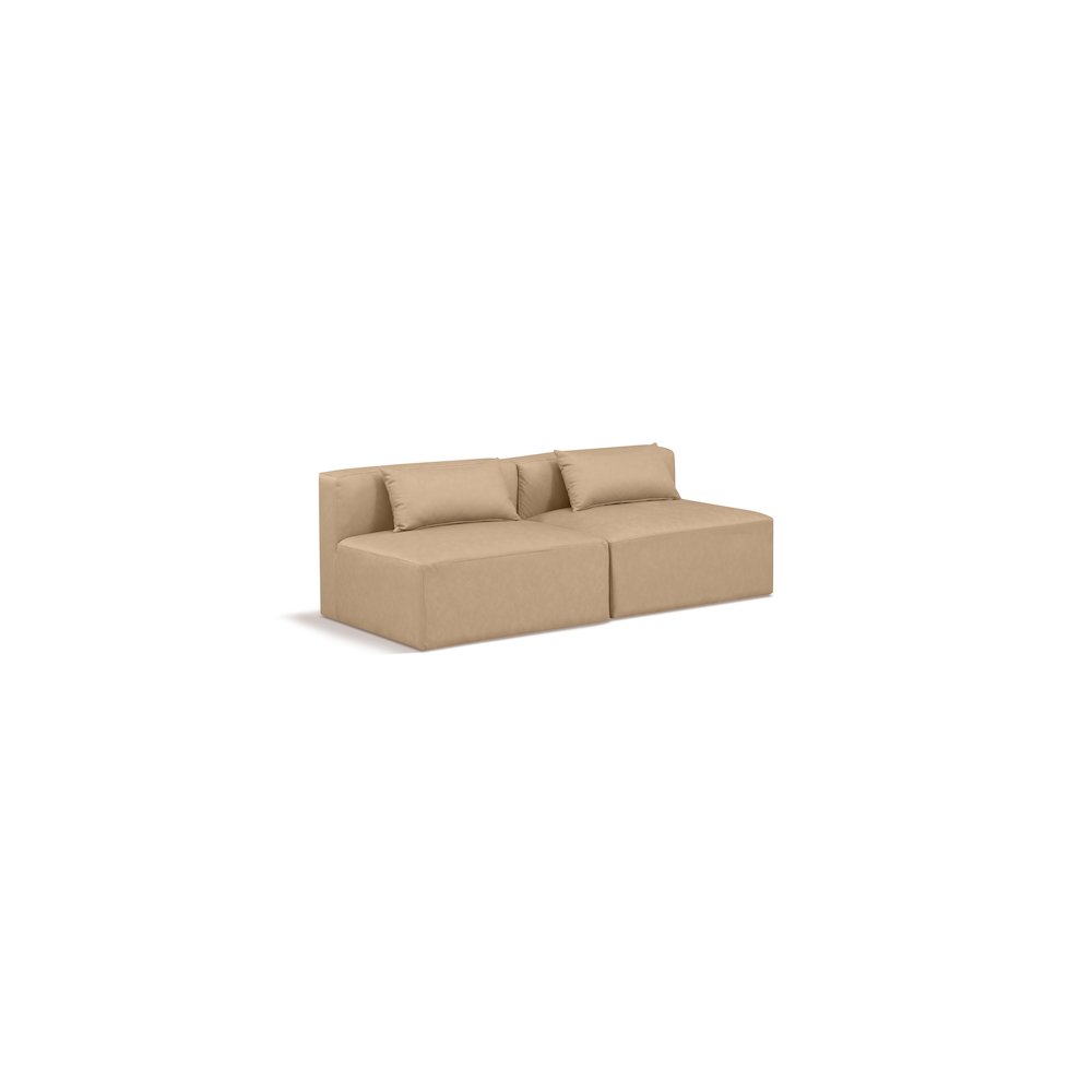 Cube Tan Vegan Leather Modular Sofa. Picture 1