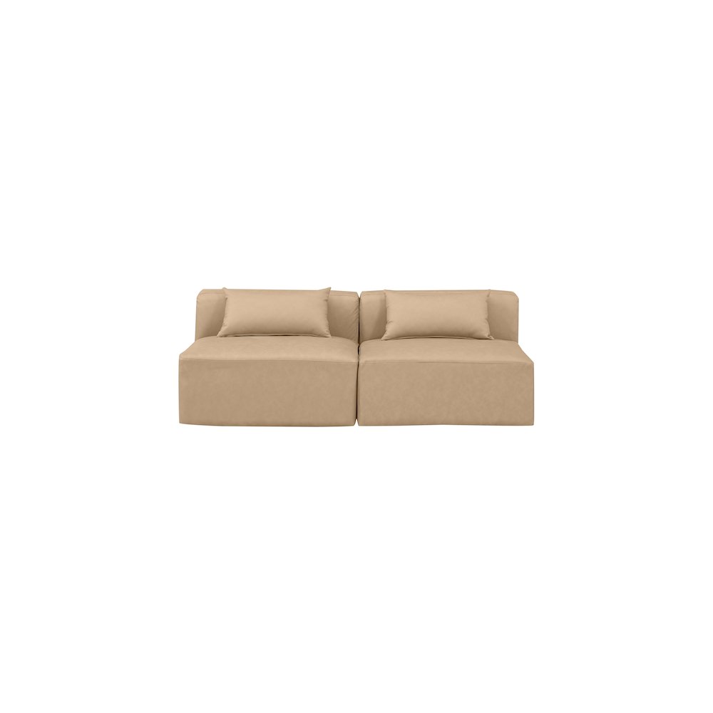 Cube Tan Vegan Leather Modular Sofa. Picture 3