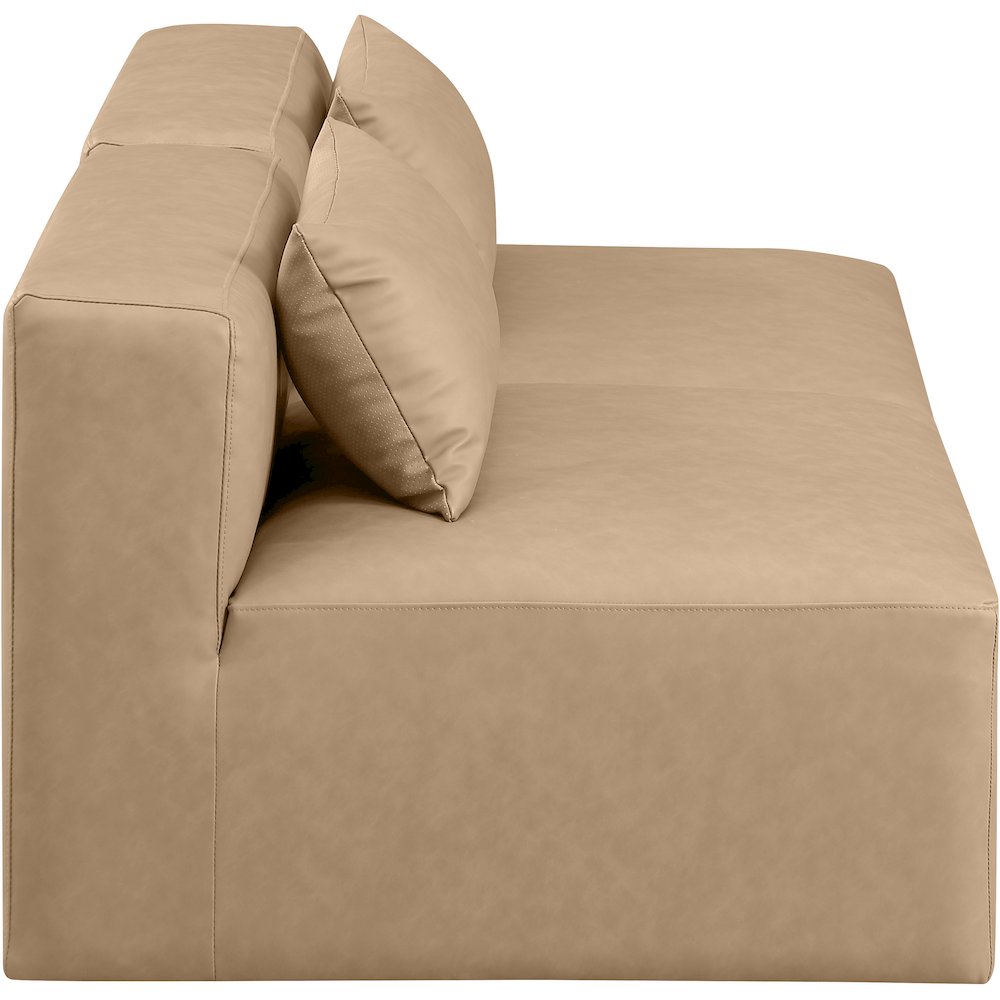 Cube Tan Vegan Leather Modular Sofa. Picture 4