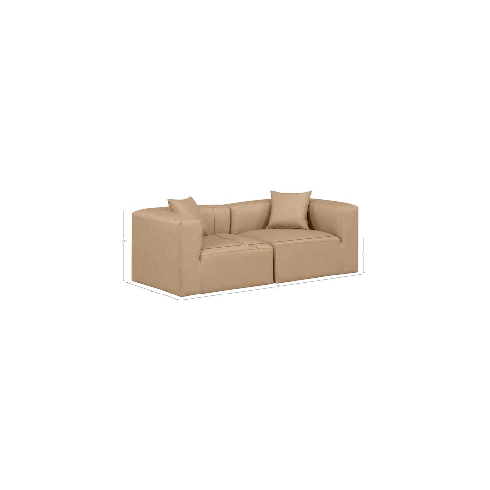 Cube Tan Vegan Leather Modular Sofa. Picture 8
