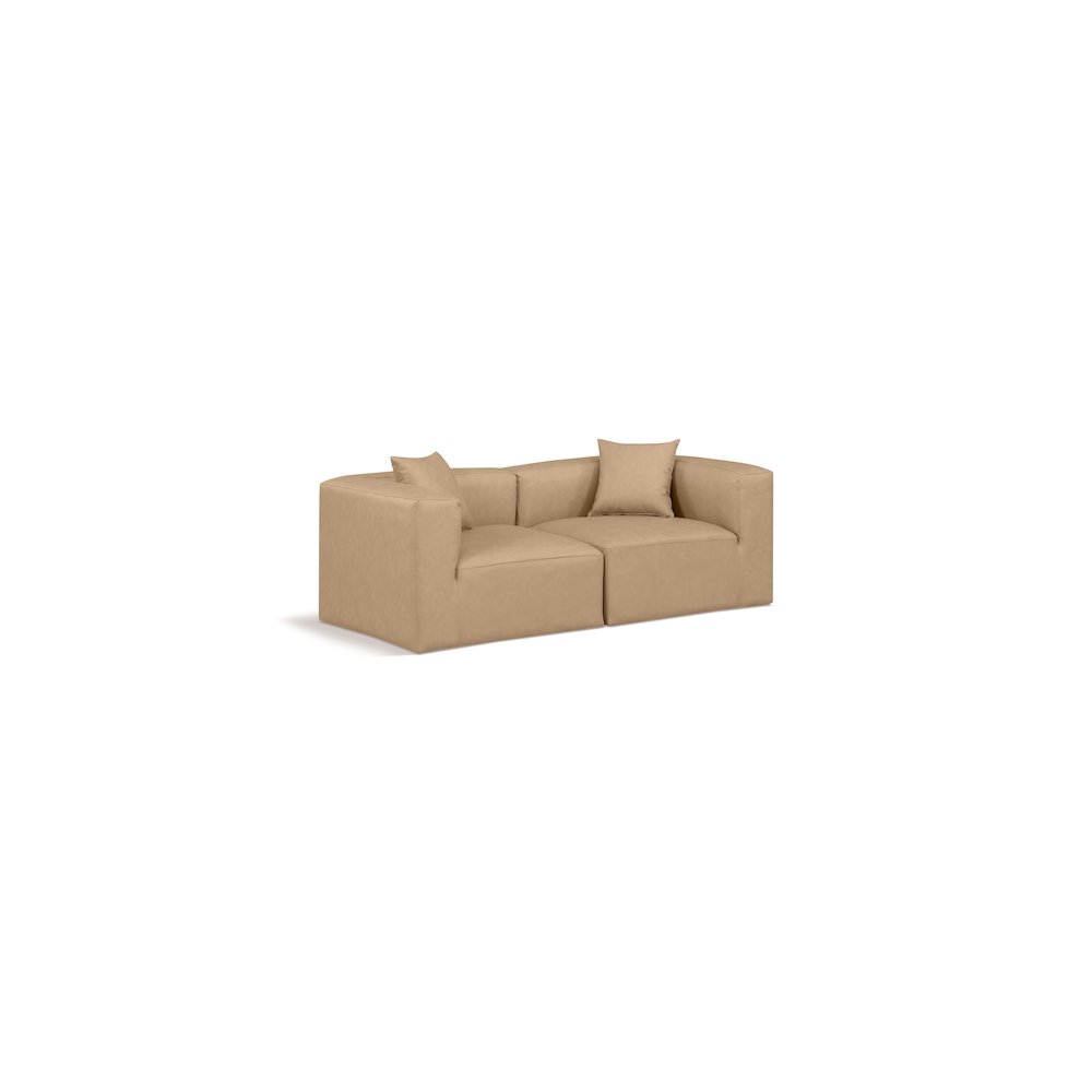 Cube Tan Vegan Leather Modular Sofa. Picture 1