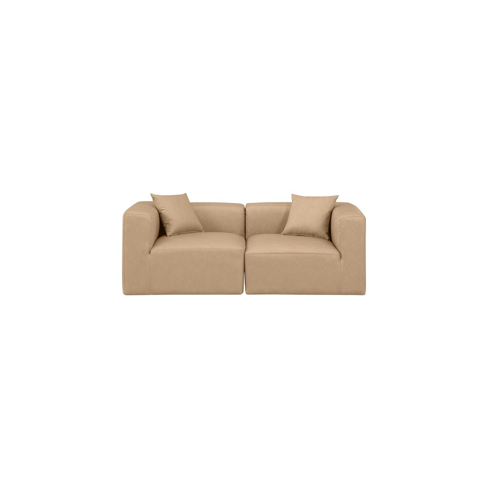 Cube Tan Vegan Leather Modular Sofa. Picture 3
