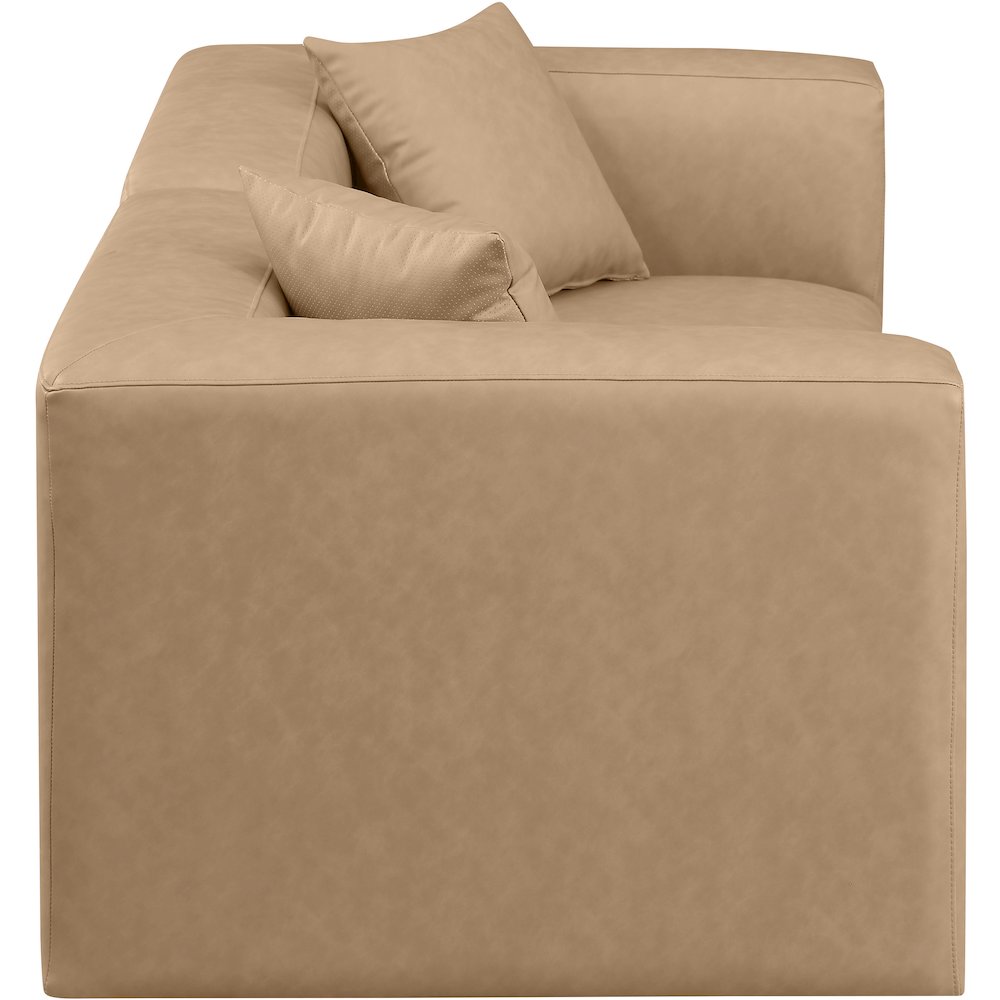 Cube Tan Vegan Leather Modular Sofa. Picture 4