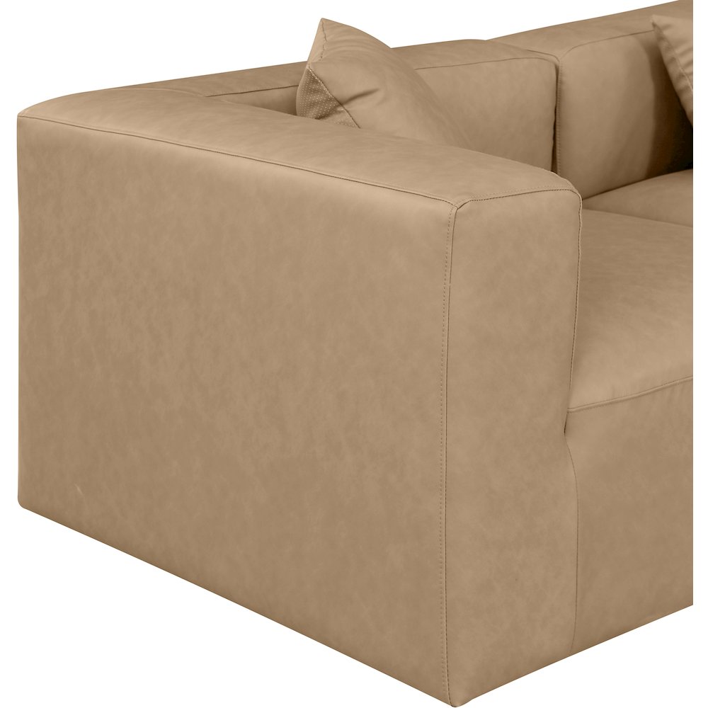 Cube Tan Vegan Leather Modular Sofa. Picture 5