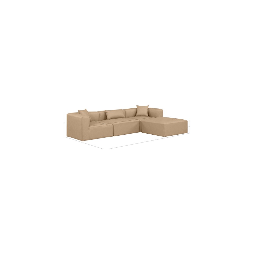 Cube Tan Vegan Leather Modular Sectional. Picture 8