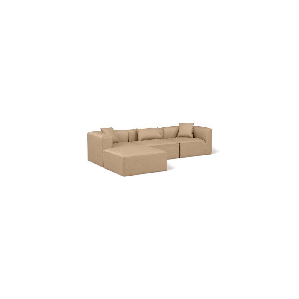 Cube Tan Vegan Leather Modular Sectional. Picture 1