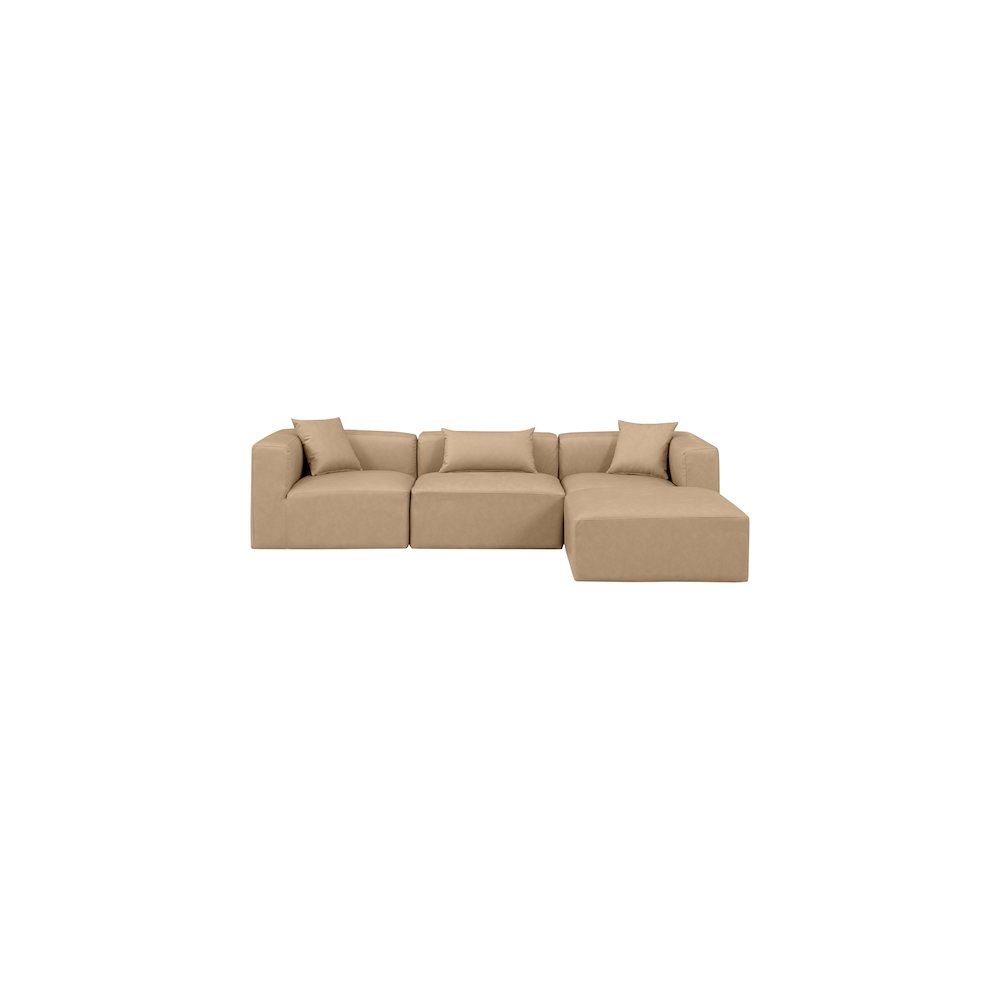 Cube Tan Vegan Leather Modular Sectional. Picture 3