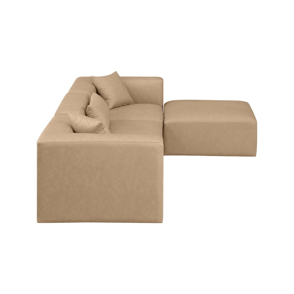 Cube Tan Vegan Leather Modular Sectional. Picture 4